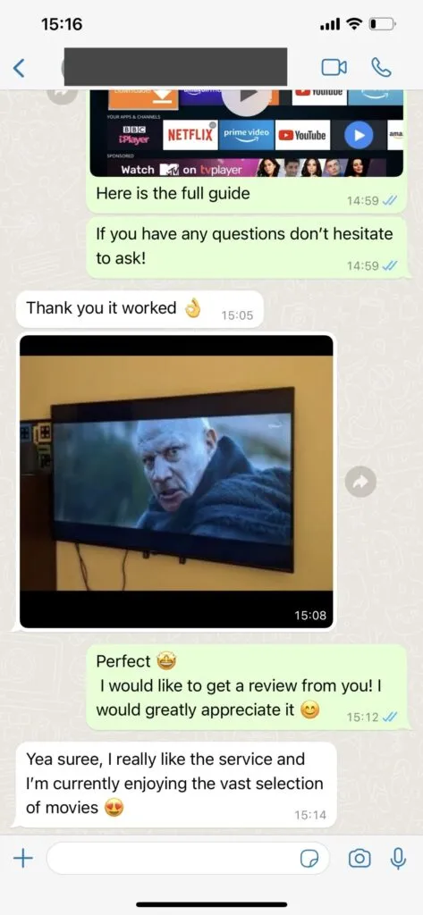 Jesko IPTV WhatsApp Customer Support Chat Screenshot 1